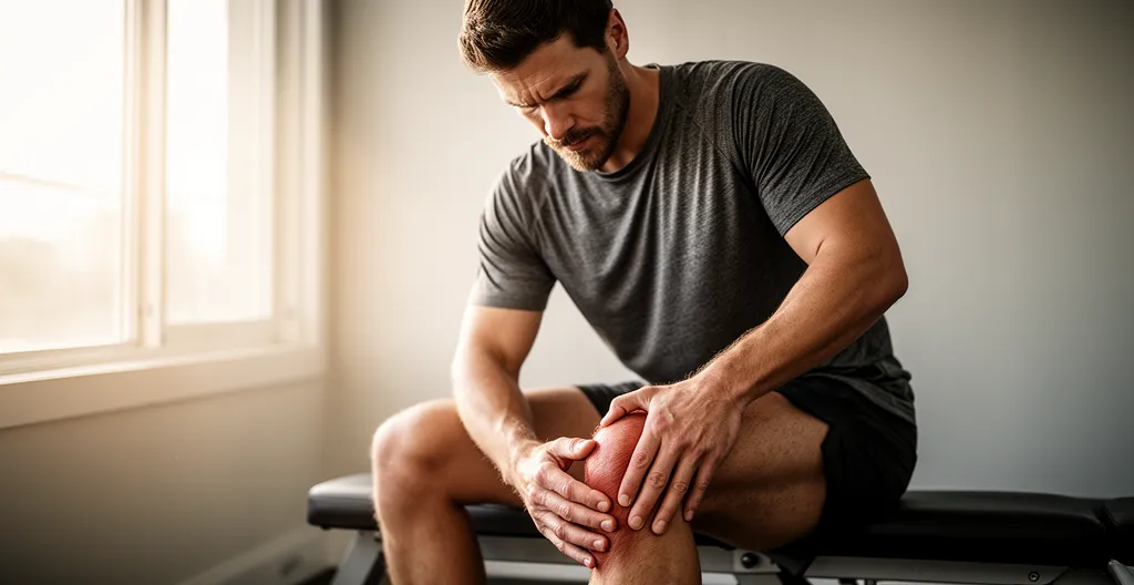 Athlète en phase de récupération active après un entraînement intense, montrant les processus de réparation musculaire