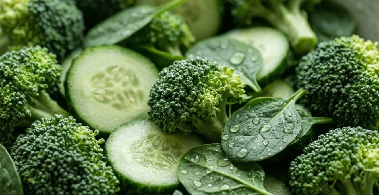 Assiette débordante de légumes verts variés créant un effet de volume impressionnant